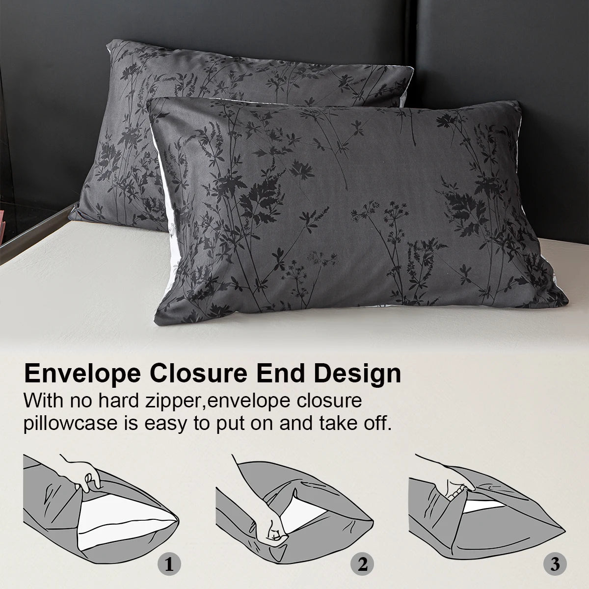 DreamWeave™ Pattern Print 3-Piece Duvet Cover Set – Ultra-Soft, Skin-Friendly, 1 Duvet Cover + 2 Pillowcases