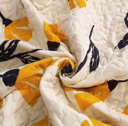 DaDa Bedding Yellow Fleur Floral Golden Orange Ivory Cream Scalloped