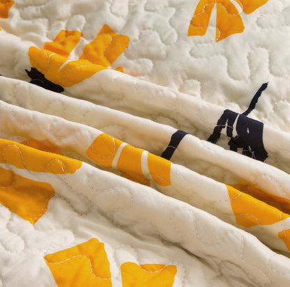 DaDa Bedding Yellow Fleur Floral Golden Orange Ivory Cream Scalloped