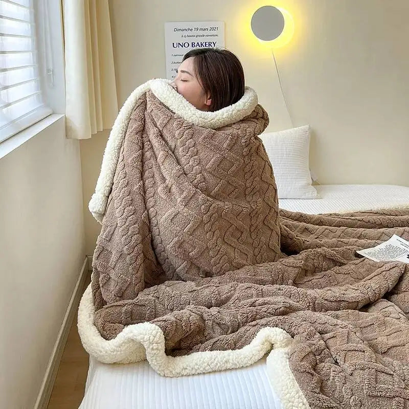 Soft Woolen Blanket for Bedding and Sofa, Warm Lamb Velvet Flannel Cover Blanket for Office, Air Conditioning and Nap