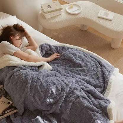 Soft Woolen Blanket for Bedding and Sofa, Warm Lamb Velvet Flannel Cover Blanket for Office, Air Conditioning and Nap