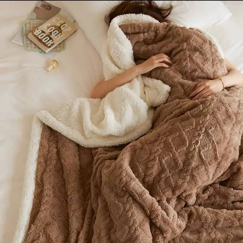 Soft Woolen Blanket for Bedding and Sofa, Warm Lamb Velvet Flannel Cover Blanket for Office, Air Conditioning and Nap