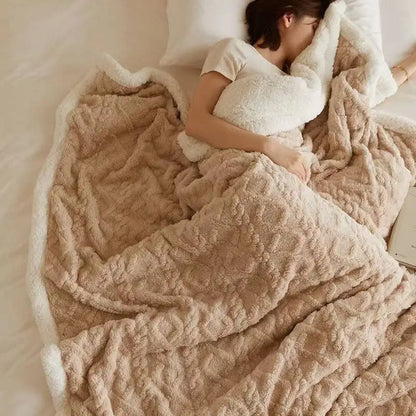 Soft Woolen Blanket for Bedding and Sofa, Warm Lamb Velvet Flannel Cover Blanket for Office, Air Conditioning and Nap