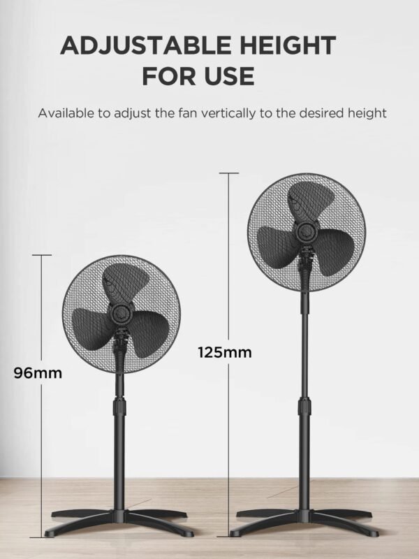 💨 Selloria BreezeMaster™ 40W Table & Pedestal Fan 3-Speed | 90° Oscillation | Adjustable Height | Quiet & Powerful Cooling - Image 6
